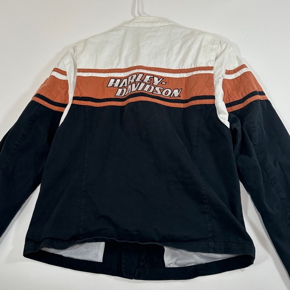 Harley Davidson Women's Size XL Motorcycle Riding Jacket Black Orange White Y2K - Picture 15 of 16